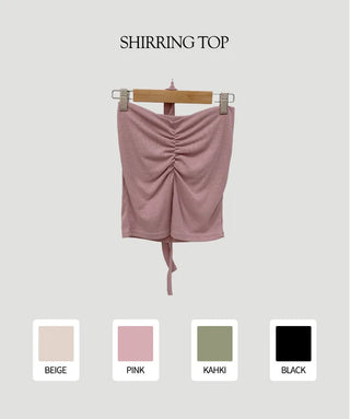 String scarf shirred top
