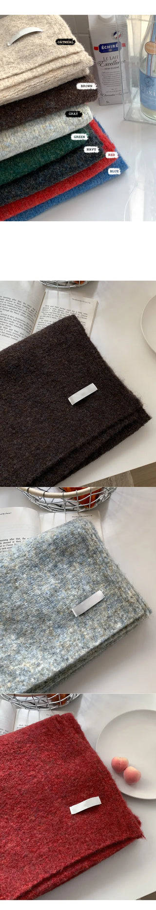 Wool knit scarf