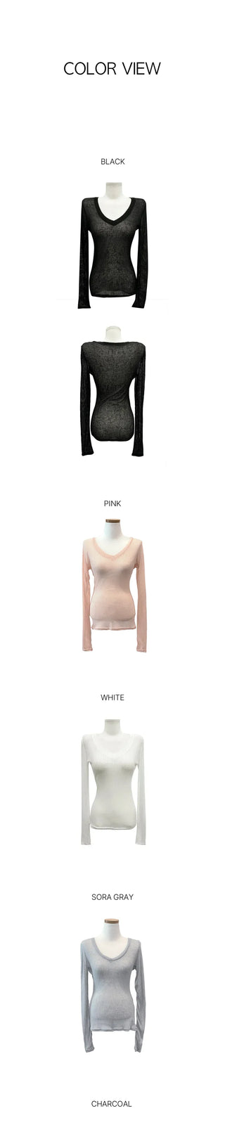 See-through V-neck knit (5 colors)