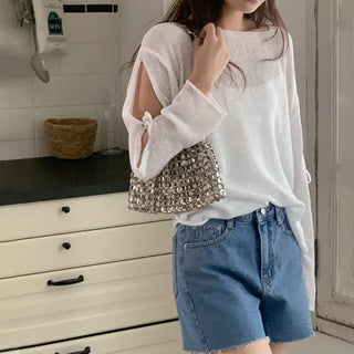 Ribbon Boucle Boat Neck Knit