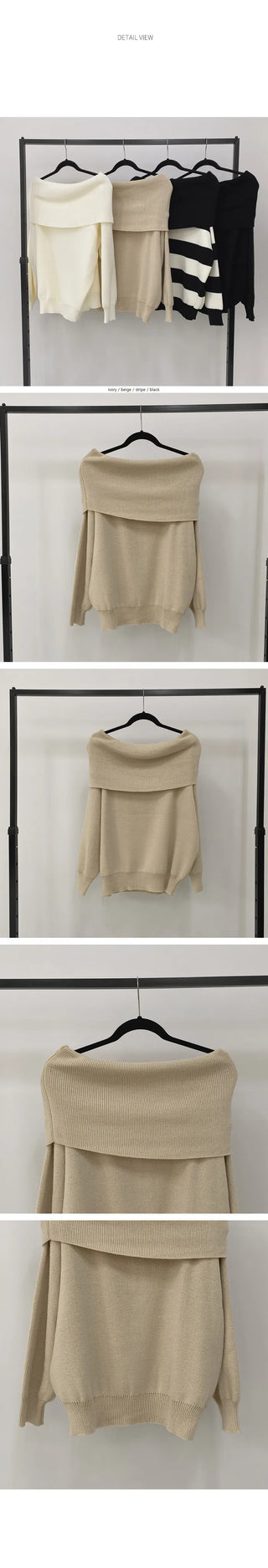 Off-shoulder oversized knit dress