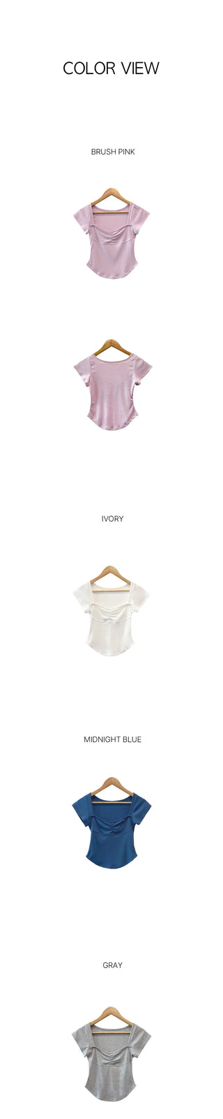 Shirred Cap Sleeve Short Sleeve T-Shirt
