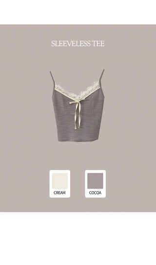 Lace ribbon sleeveless top