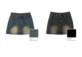 Washed denim mini skirt (2 colors)