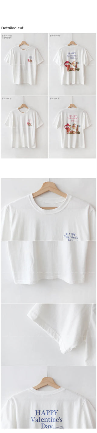 Cotton print short-sleeved T-shirt