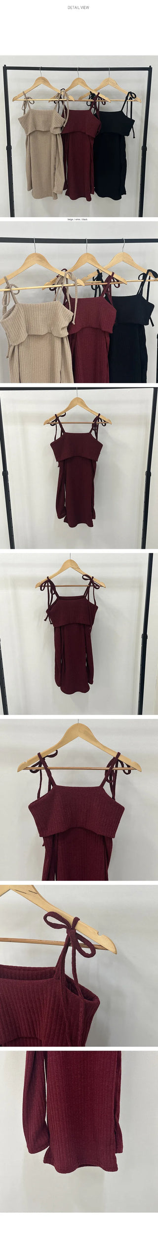 String Off-Shoulder Ribbed Dress
