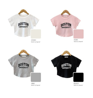Lettering Slim Fit Cropped T-Shirt (4 colors)