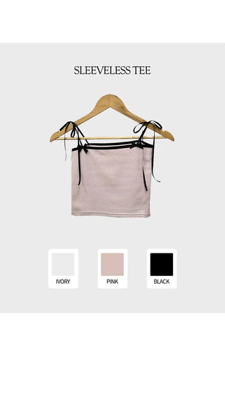 Ribbon ribbed sleeveless top