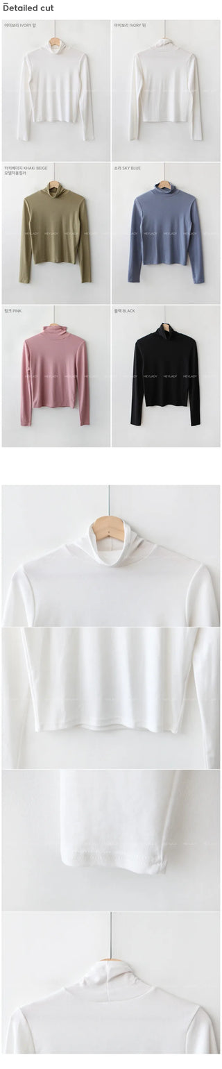 Tencel turtleneck T-shirt