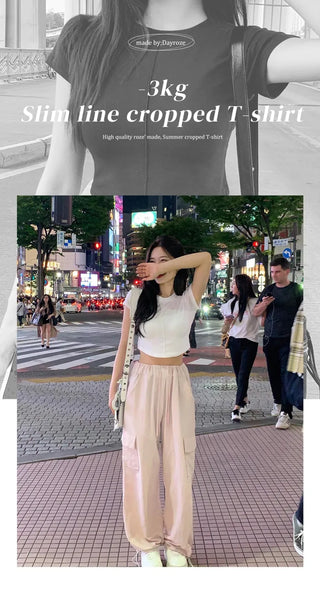 Slim-fit cropped T-shirt (4 colors)