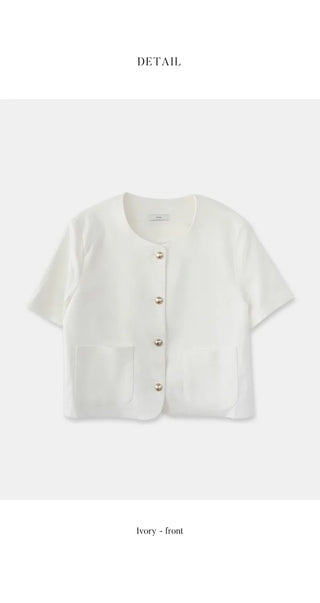 Linen short-sleeved jacket with gold buttons