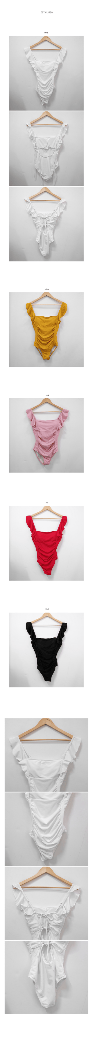 [With built-in cups] Back slit shoulder ruffle monokini