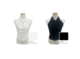 Shirred halter neck shirt (2 colors)