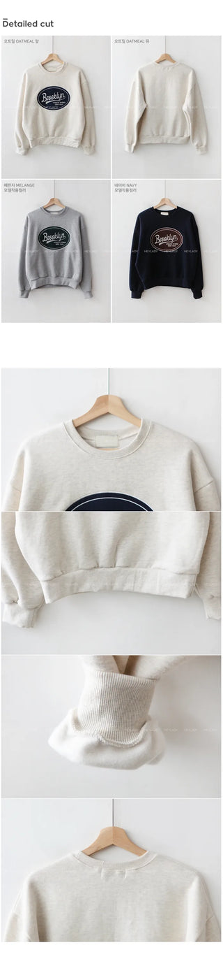 [Fleece-lined] Lettering Semi-Oversized Sweatshirt
