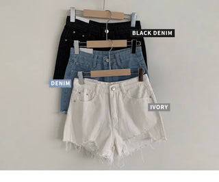 Cut-out denim pocket shorts