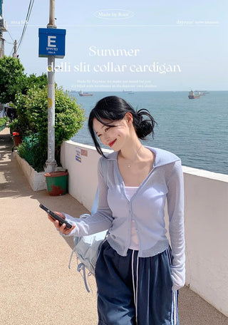 Summer slit collar cardigan (7 colors)