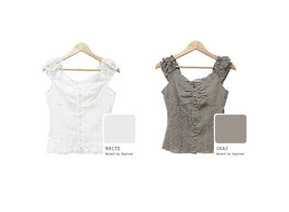 Frilled punched blouse (2 colors)
