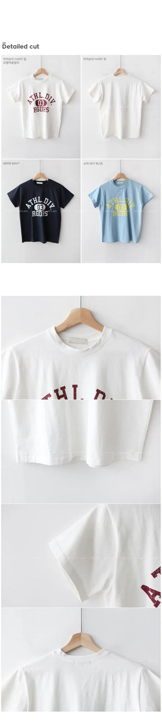 Cotton Vintage Lettering Short-Sleeve T-Shirt