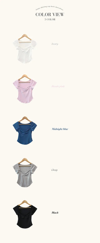 Shirred Cap Sleeve Short Sleeve T-Shirt