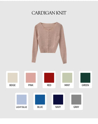 Square neck knit cardigan