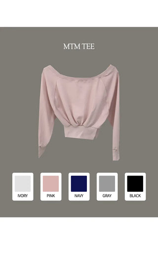 Off-shoulder slit sweatshirt T-shirt