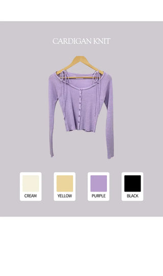 Ribbon Tie Slim Cardigan Knit