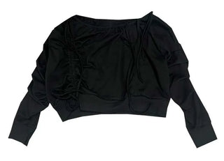 Ribbon string slit sweatshirt