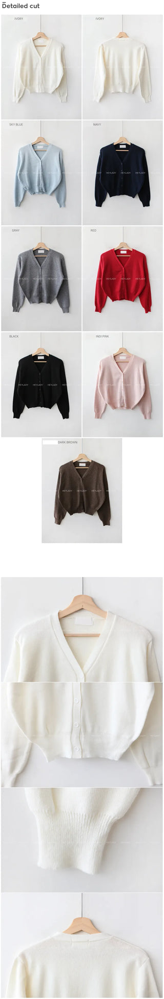 V-neck knit cardigan
