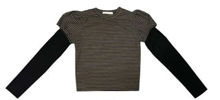 Layered double puff stripe T-shirt