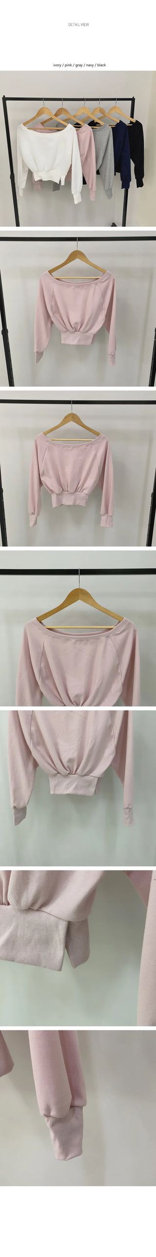 Off-shoulder slit sweatshirt T-shirt
