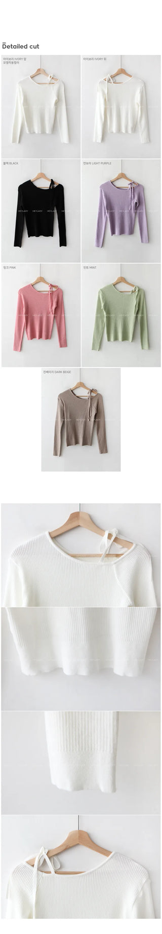 Ribbon One-Shoulder Ribbed Knit