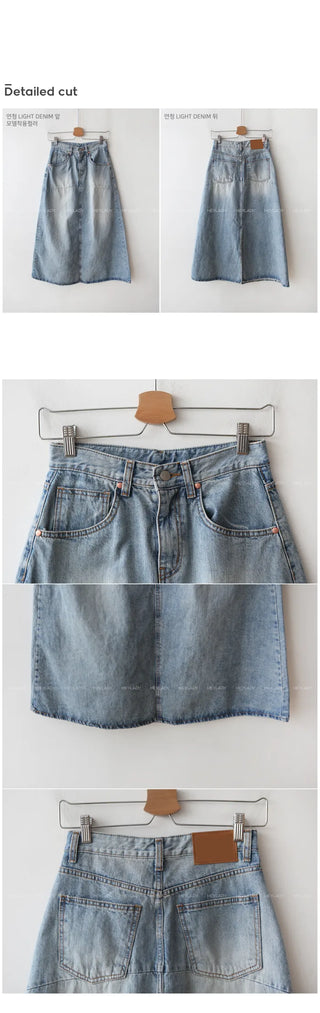 A-line denim long skirt