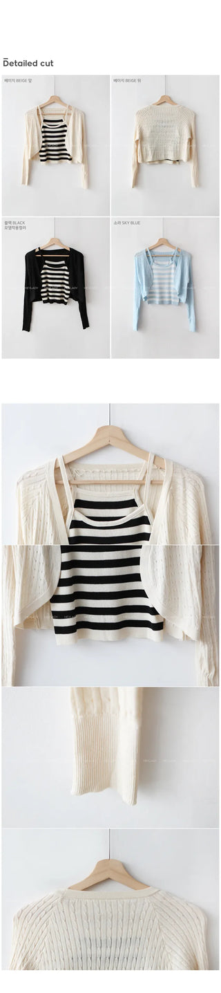 [SET] Border Sleeveless + Knit Set