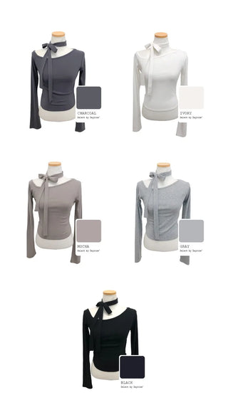 [Scarf Set] Asymmetrical Scarf Set with T-Shirt (5 colors)