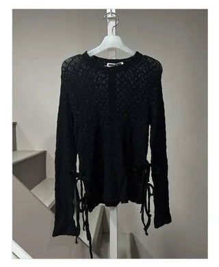 Side-strap sheer wrinkle t-shirt