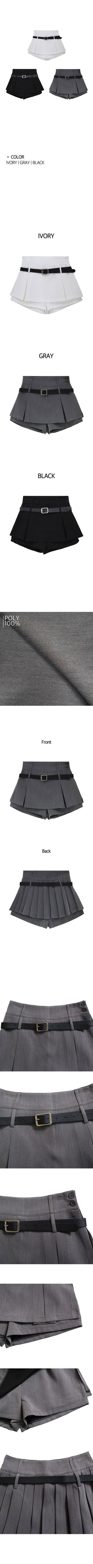 Belted pleated skort
