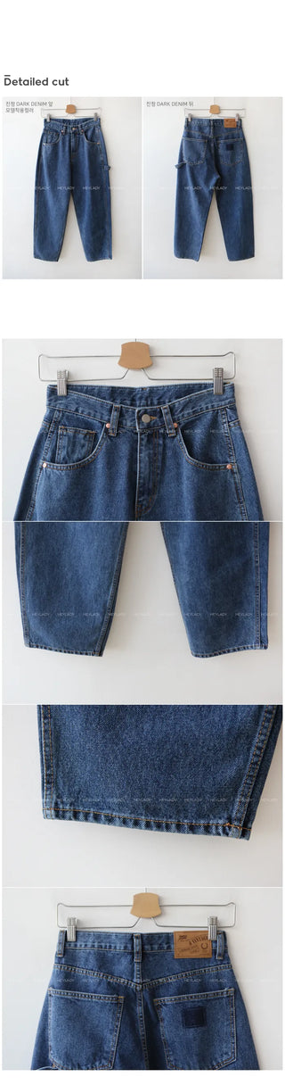 Wide cotton denim pants