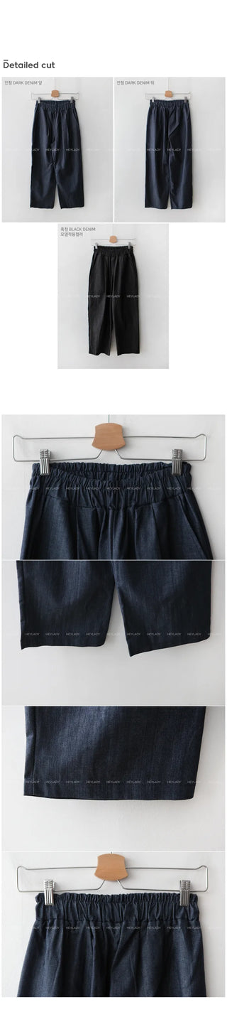Elastic waist denim pants