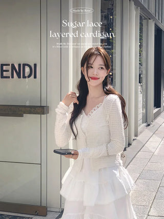 Lace layered cardigan (3 colors)