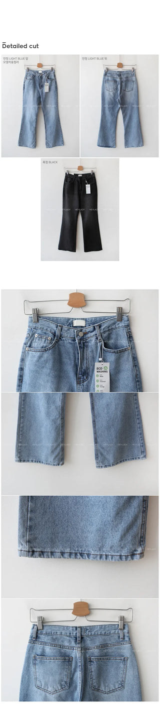 Washed bootcut denim pants