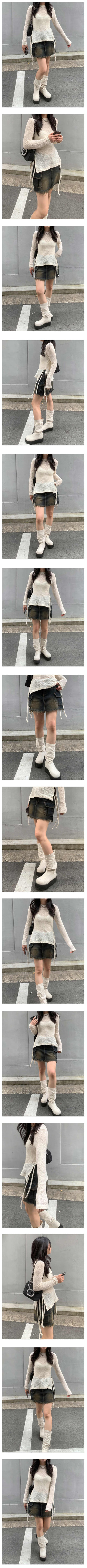 Tassel Wash Cargo Denim Skirt