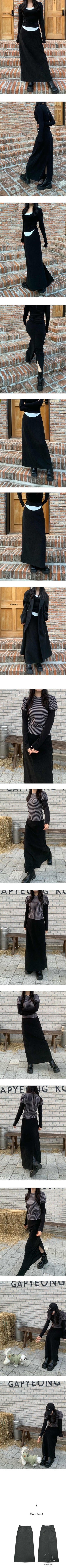 H-line back slit long skirt