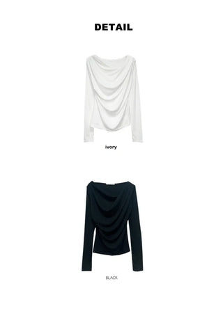 Boat neck drape T-shirt