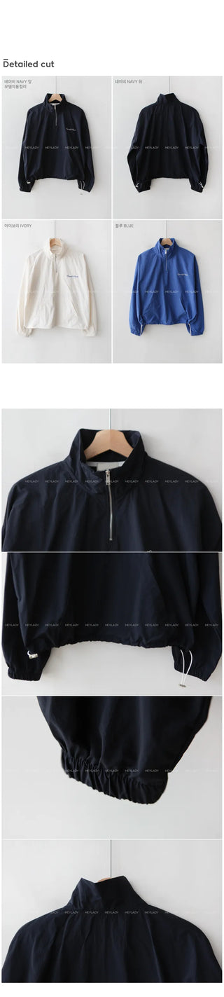Nylon half-zip sweatshirt