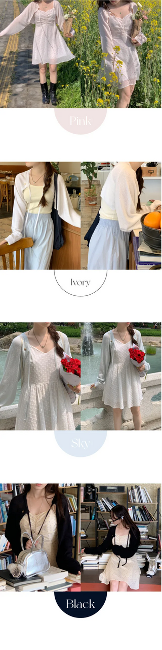 Bolero cropped ribbon cardigan (4c)