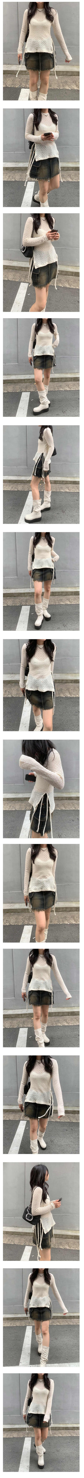 Side-strap sheer wrinkle t-shirt