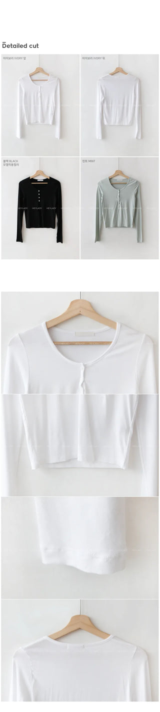Button-down long-sleeved T-shirt