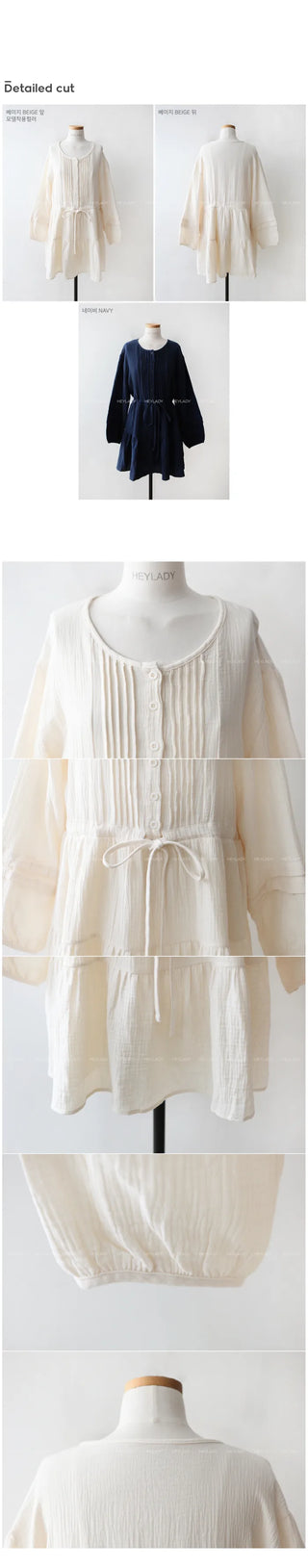Cotton tunic with pleats