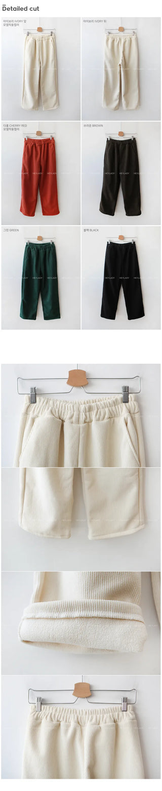 [Fleece-lined] Corduroy Elastic Waist Pants