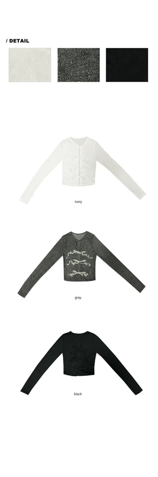 Cropped Tie Ribbon Cardigan